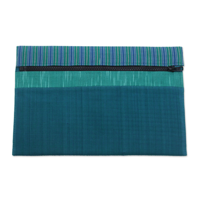 100% Cotton Teal Green Striped Tablet Sleeve from Indonesia