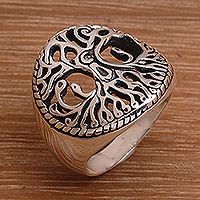 Sterling silver cocktail ring, 'Beringin Beauty' - Sterling Silver Tree Cocktail Ring Handmade in Bali