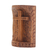 Wood sculpture, 'Fern Cross' - Suar Wood Hand Carved Cross with Floral Background (image 2c) thumbail
