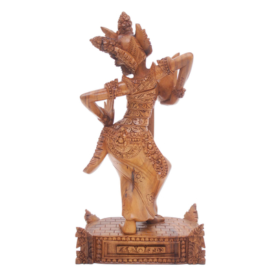estatuilla de madera - Estatuilla de madera de suar tallada a mano de Legong kraton