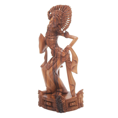 Holzskulptur - Handgeschnitzte Janger-Tänzer-Skulptur aus Suar-Holz