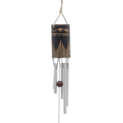 Bamboo and aluminum wind chimes, 'Singing Vines' - Bamboo and Aluminum Wind Chime Hand Made in Bali