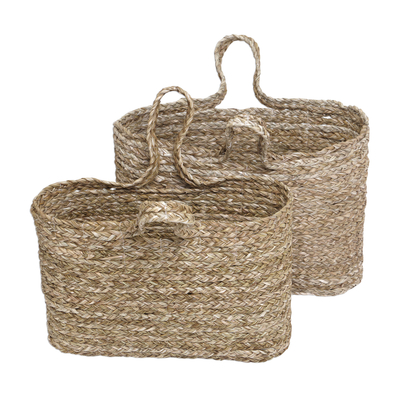 Hand Woven Panadanus Leaf Tote Bags or Baskets (Pair)