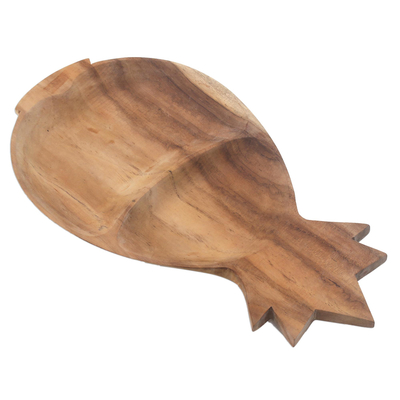 Teak wood serving platter, 'Double Pineapple' - Two Section Teak Wood Pineapple Shaped Serving Platter