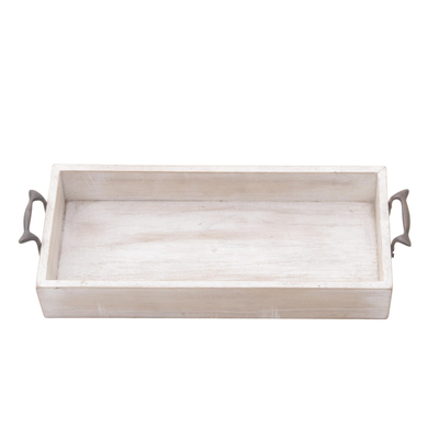Wood decorative tray, 'Merry and Bright' - Inspirational Wood Decorative Tray with Handles from Java