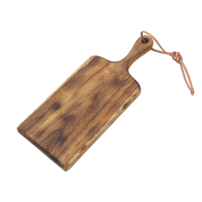 Teak wood cutting board, 'Brunch Party' - Natural Teak Wood 16 Inch Cutting Board Handcrafted in Java