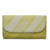 Clutch aus Lontar-Blatt und Baumwoll-Batik - Gelb-weiße Batik-Parang-Lontar-Blatt- und Baumwoll-Clutch