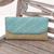 Natural fiber and cotton clutch, 'Parang Dreams' - Hand Woven Lontar Leaf and Cotton Turquoise Clutch Bag