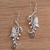 Garnet dangle earrings, 'Beloved Butterfly' - Garnet and Sterling Silver Butterfly Dangle Earrings