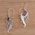 Amethyst dangle earrings, 'By the Wind' - Amethyst and Sterling Silver Dangle Earrings from Bali