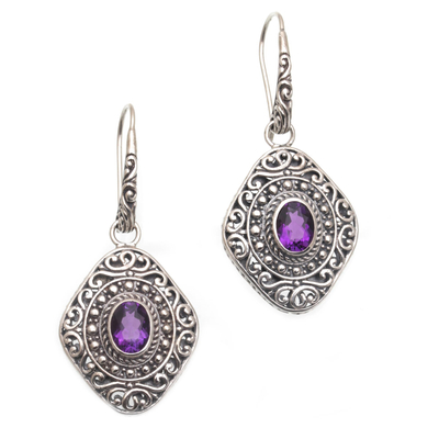 Amethyst and Sterling Silver Dangle Earrings from Bali - Truly Yours ...