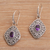 Amethyst dangle earrings, 'Truly Yours' - Amethyst and Sterling Silver Dangle Earrings from Bali