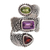 Multi-gemstone wrap ring, 'Elegant Trinity' - Multi-Gemstone and Sterling Silver Wrap Ring from Bali (image 2a) thumbail