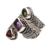 Multi-gemstone wrap ring, 'Elegant Trinity' - Multi-Gemstone and Sterling Silver Wrap Ring from Bali (image 2f) thumbail