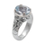 Blue topaz cocktail ring, 'Floral Prayers' - 925 Sterling Silver Faceted Blue Topaz Cocktail Ring (image 2a) thumbail