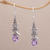 Amethyst dangle earrings, 'Eden Butterflies' - 925 Sterling Silver Butterfly Amethyst Dangle Earrings