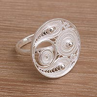 Sterling silver filigree cocktail ring, 'Precious Paisley' - Filigree Sterling Silver Cocktail Ring from Indonesia