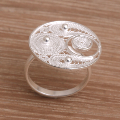 Sterling silver filigree cocktail ring, 'Precious Paisley' - Filigree Sterling Silver Cocktail Ring from Indonesia