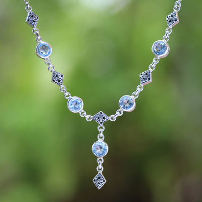 Blue topaz link necklace, Sky Serenade