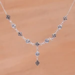 Blue topaz link necklace, 'Sky Serenade' - Blue Topaz and Sterling Silver Link Necklace from Bali