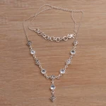 Blue topaz link necklace, 'Sky Serenade' - Blue Topaz and Sterling Silver Link Necklace from Bali