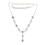 Blue topaz link necklace, 'Sky Serenade' - Blue Topaz and Sterling Silver Link Necklace from Bali