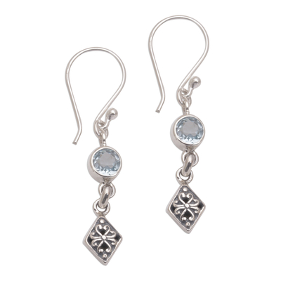Blue Topaz and Sterling Silver Dangle Earrings from Bali