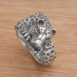 Sterling silver cocktail ring, 'Leopard Grip' - 925 Sterling Silver Leopard Cocktail Ring from Indonesia
