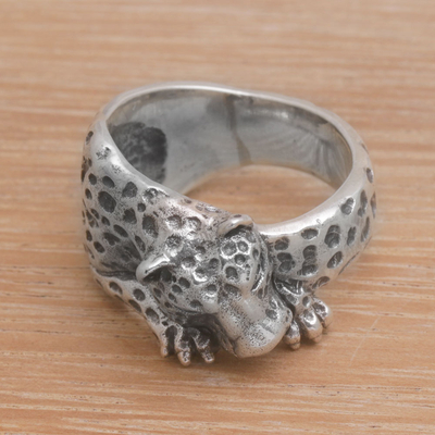 Sterling silver cocktail ring, 'Leopard Grip' - 925 Sterling Silver Leopard Cocktail Ring from Indonesia