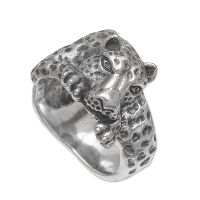 Sterling silver cocktail ring, 'Leopard Grip' - 925 Sterling Silver Leopard Cocktail Ring from Indonesia