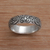 Sterling silver band ring, 'Destiny Engraved' - 925 Sterling Silver Swirling Fern Band Ring from Indonesia (image 2b) thumbail