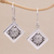 Sterling silver dangle earrings, 'Weaving Ketupats' - Woven Sterling Silver Diamond Shaped Dangle Earrings (image 2) thumbail