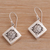 Sterling silver dangle earrings, 'Weaving Ketupats' - Woven Sterling Silver Diamond Shaped Dangle Earrings (image 2b) thumbail
