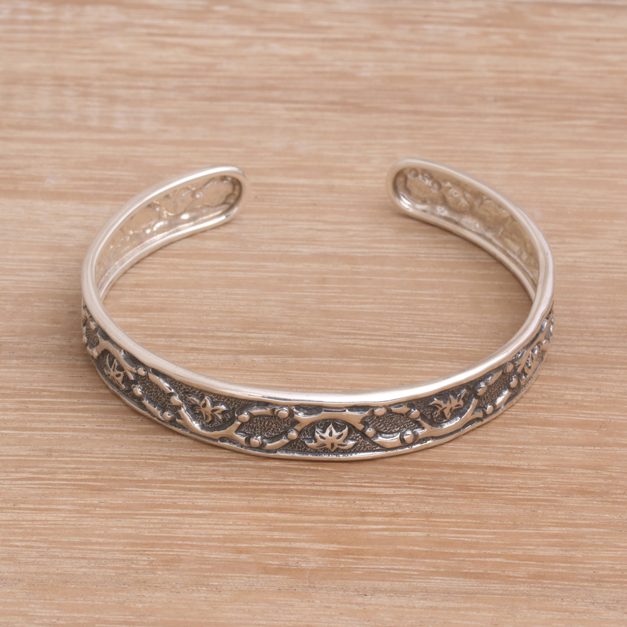 925 Sterling Silver Bamboo Cuff Bracelet from Indonesia - Bamboo Parade ...