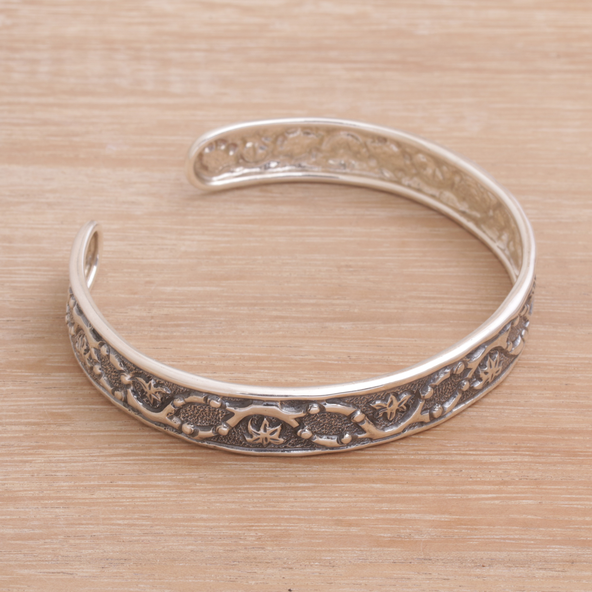 925 Sterling Silver Bamboo Cuff Bracelet from Indonesia - Bamboo Parade ...