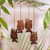 Kokosnussschalen-Ornamente, (4er-Set) - Set mit 4 javanischen Kokosnussschalen-Eulenfiguren-Ornamenten