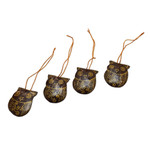 Coconut shell ornaments, 'Watchful Owls' (set of 4) - Set of Javanese Handmade Coconut Shell Owl Figure Ornaments