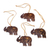 Coconut shell ornaments, 'Imperial Elephants' (set of 4) - Set of 4 Coconut Shell Traditional Elephant Ornaments