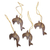 Kokosnussschalen-Ornamente, (4er-Set) - Set mit 4 handgefertigten braunen Delfin-Ornamenten aus Kokosnussschale