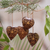 Coconut shell ornaments, 'With Our Hearts' (set of 4) - Set of 4 Handmade Brown Coconut Shell Heart Ornaments
