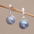 Cultured pearl dangle earrings, 'Ethereal Shimmer in Blue' - Cultured Mabe Pearl Dangle and Sterling Silver Earrings