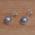 Cultured pearl dangle earrings, 'Ethereal Shimmer in Blue' - Cultured Mabe Pearl Dangle and Sterling Silver Earrings
