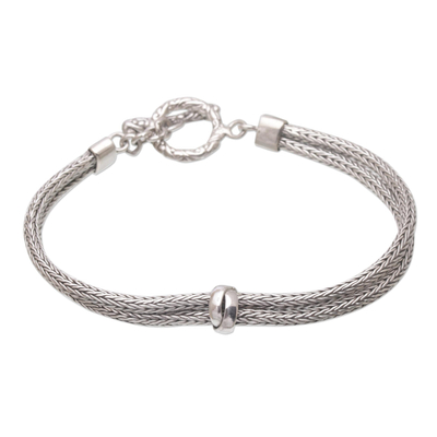 Sterling Silver Double Strand Chain Bracelet from Bali