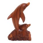 Wood sculpture, 'Dolphin Generation' - Carved Wood Sculpture