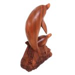 Wood sculpture, 'Dolphin Generation' - Carved Wood Sculpture