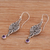 Amethyst dangle earrings, 'Inflorescence' - Balinese Amethyst and Sterling Silver Floral Dangle Earrings