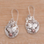 Cultured pearl dangle earrings, 'Butterflies and Frangipani' - Floral Butterfly Cultured Pearl Earrings from  Bali (image 2b) thumbail