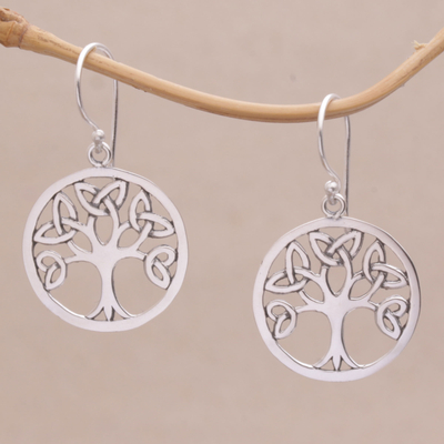 Sterling silver dangle earrings, Knotting Tree