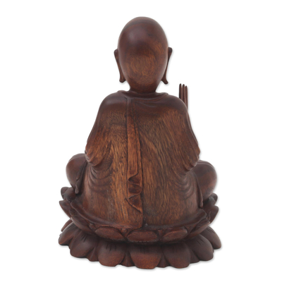 Holzstatuette - Handgefertigte Buddha-Meditationsstatuette aus balinesischem Suar-Holz