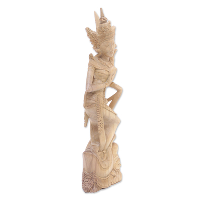 Wood statuette, 'The Tale of Dewi Ratih' - Hand Crafted Balinese Folklore Wood Statuette from Indonesia